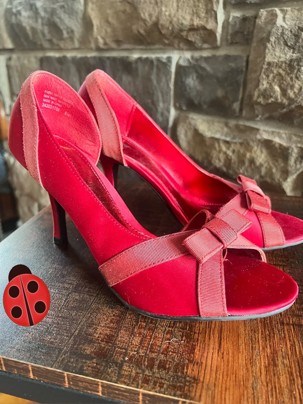 Satin Red Peep-Toe Bow D’Orsay High Heels 8.5